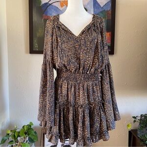 Buddy Love Zozo Elastic Waist Ruffle Bottom Mini Dress Size Medium